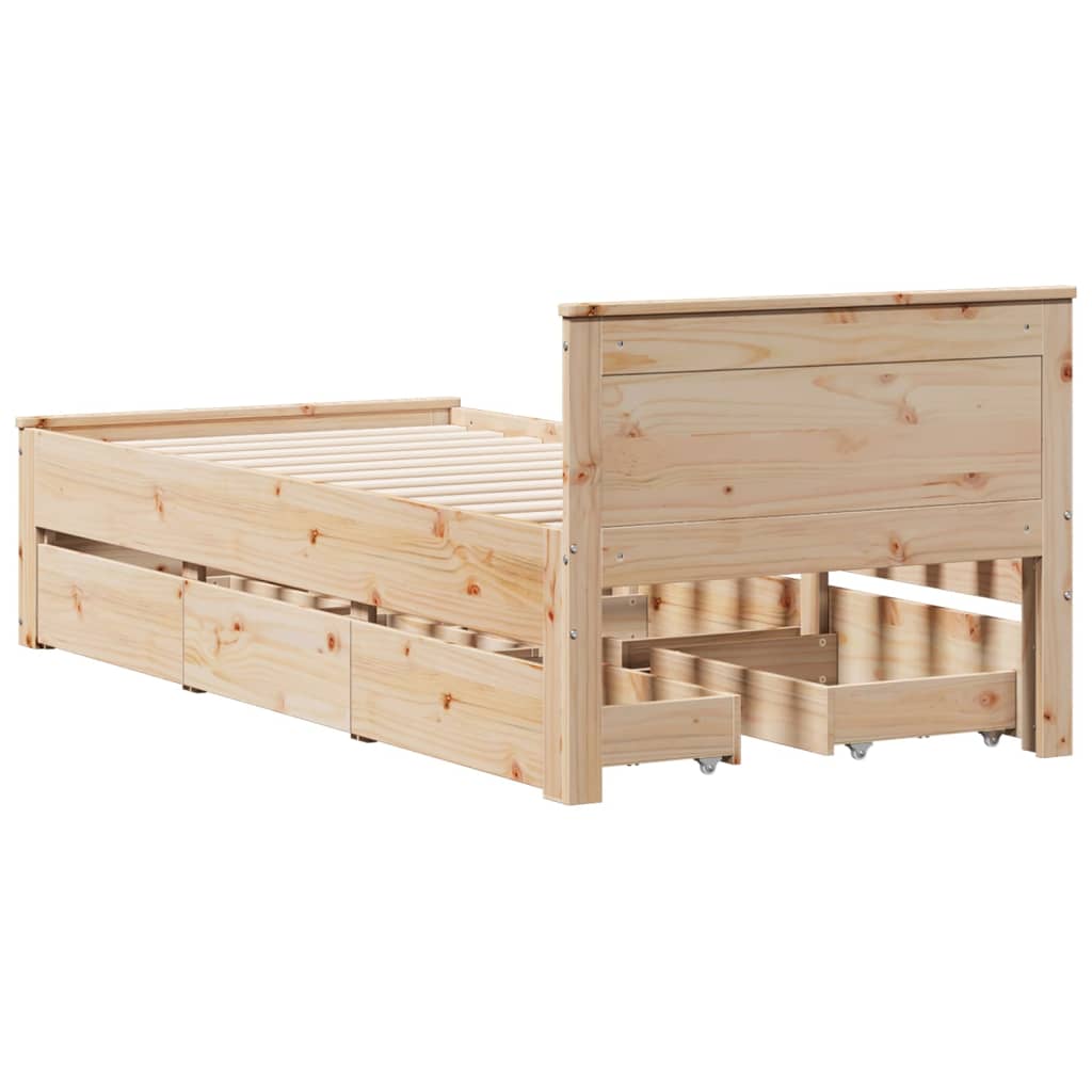 vidaXL Cama con cabecero sin colchón madera maciza de pino 100x200 cm