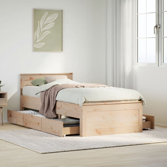 vidaXL Cama con cabecero sin colchón madera maciza de pino 100x200 cm