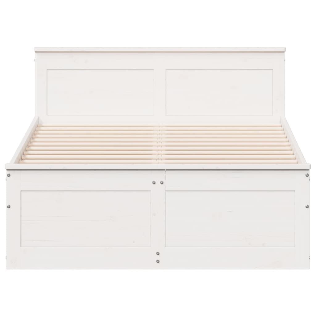 vidaXL Cama con cabecero sin colchón madera maciza blanca 135x190 cm