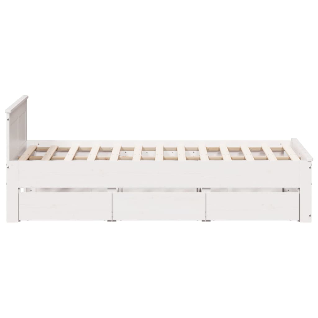 vidaXL Cama con cabecero sin colchón madera maciza blanca 135x190 cm