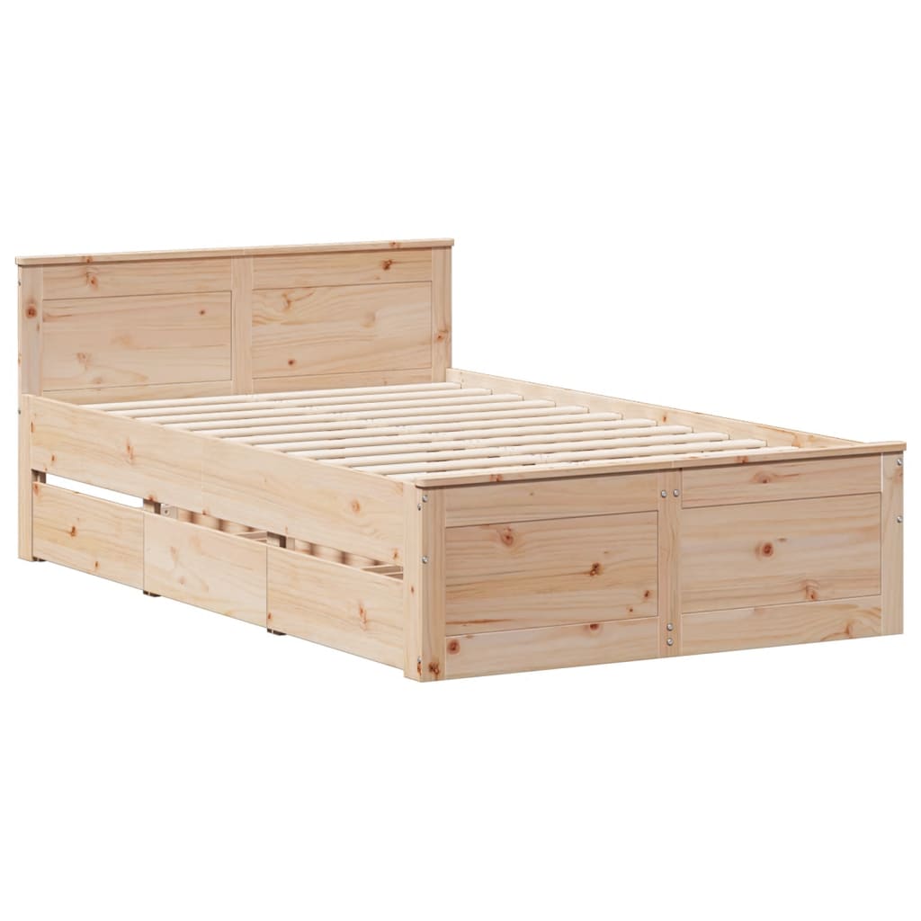 vidaXL Cama con cabecero sin colchón madera maciza de pino 120x190 cm