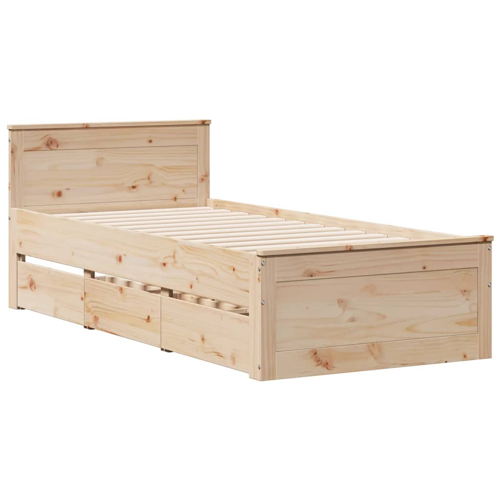 vidaXL Cama sin colchón con cabecero madera maciza de pino 90x190 cm