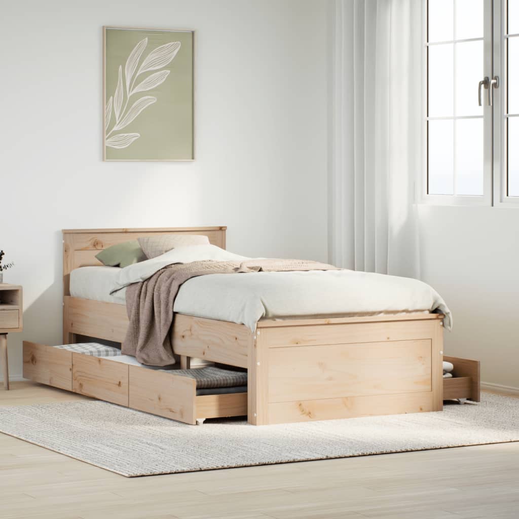 vidaXL Cama sin colchón con cabecero madera maciza de pino 90x190 cm