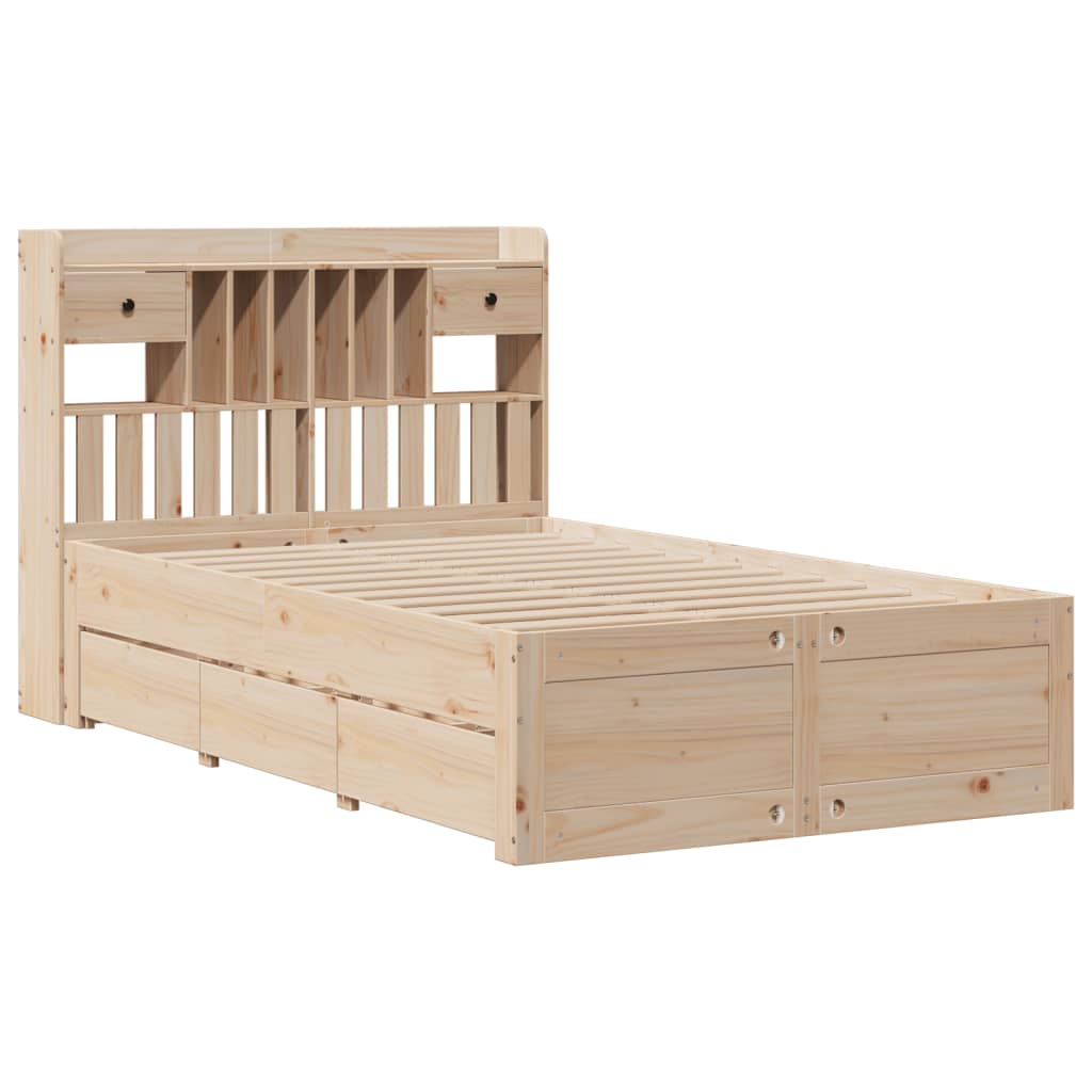 vidaXL Cama con estantería sin colchón madera maciza de pino 120x200cm