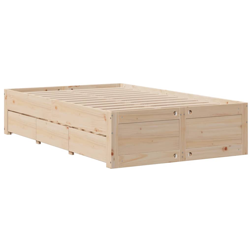 vidaXL Cama con estantería sin colchón madera maciza de pino 120x200cm