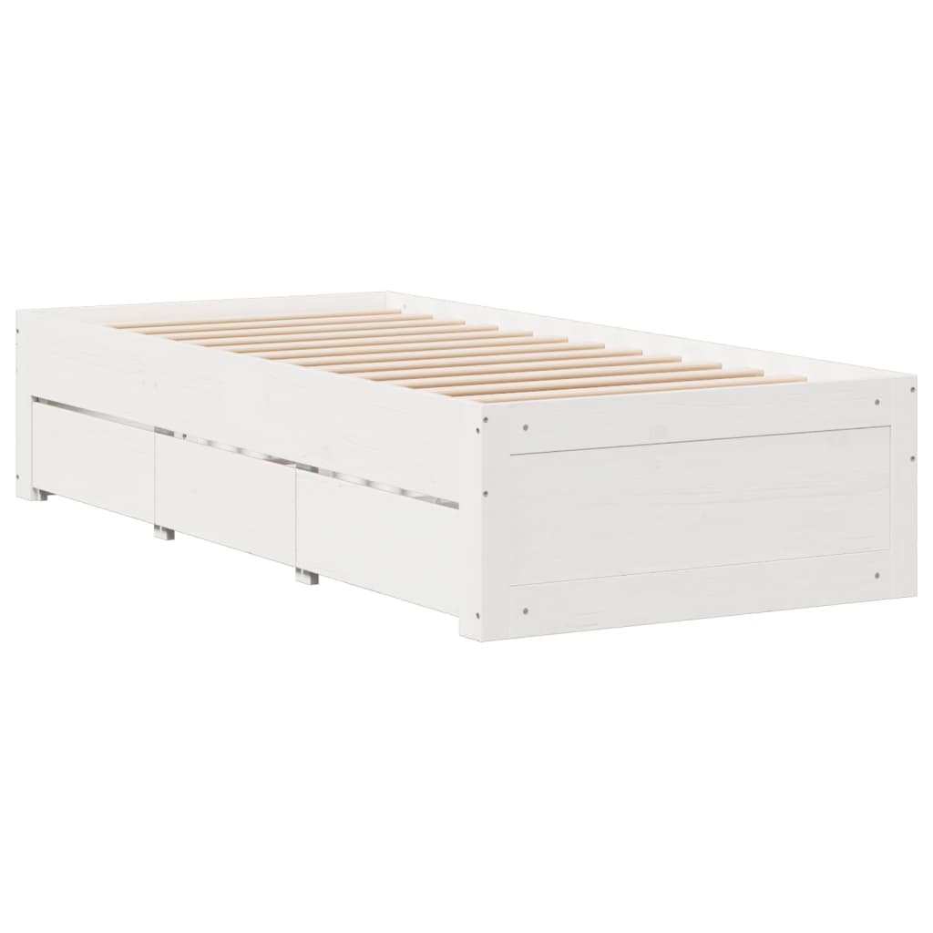 vidaXL Cama con estantería sin colchón madera maciza blanca 100x200 cm