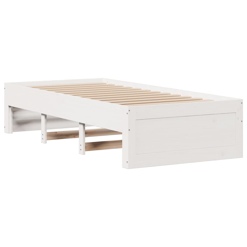 vidaXL Cama con estantería sin colchón madera maciza blanca 100x200 cm