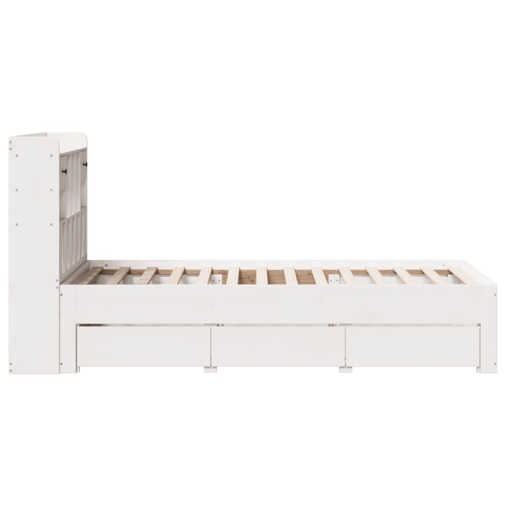 vidaXL Cama con estantería sin colchón madera maciza blanca 100x200 cm