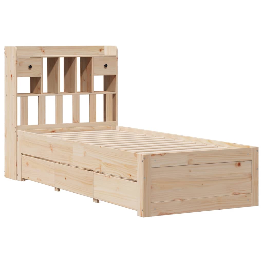 vidaXL Cama con estantería sin colchón madera maciza de pino 90x200 cm