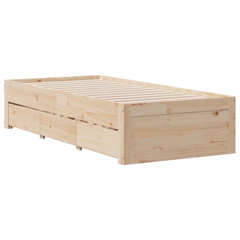 vidaXL Cama con estantería sin colchón madera maciza de pino 90x200 cm