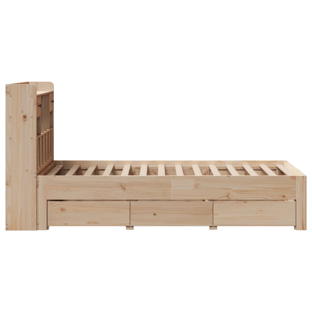 vidaXL Cama con estantería sin colchón madera maciza de pino 90x200 cm