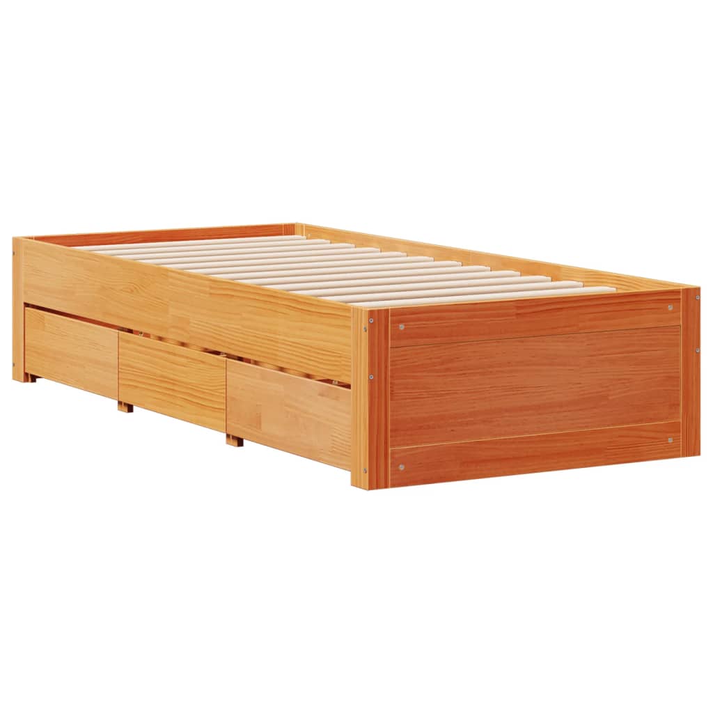 vidaXL Sofá con estantería sin colchón madera maciza marrón 90x200 cm