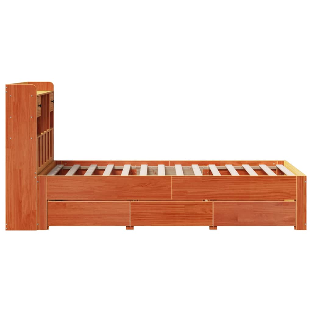 vidaXL Sofá con estantería sin colchón madera maciza marrón 90x200 cm