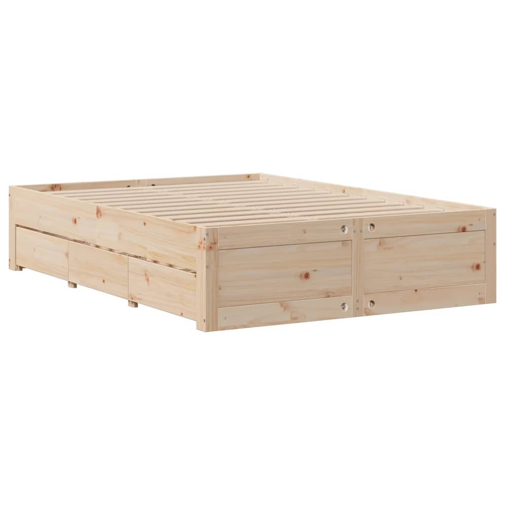 vidaXL Cama con estantería sin colchón madera maciza de pino 140x190cm