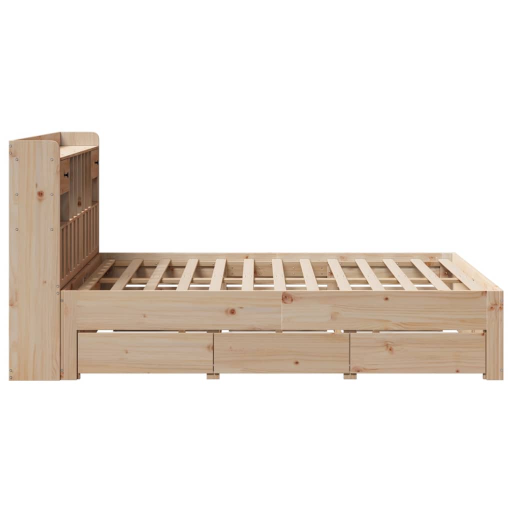 vidaXL Cama con estantería sin colchón madera maciza de pino 140x190cm