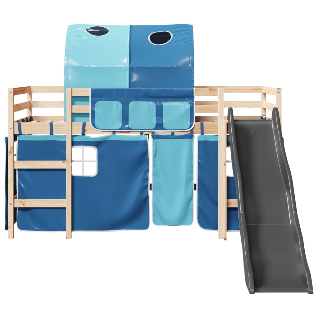 vidaXL Cama alta para niños con túnel madera pino azul 80x200 cm