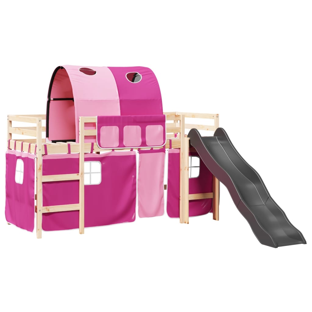 vidaXL Cama alta para niños con túnel madera pino rosa 80x200 cm