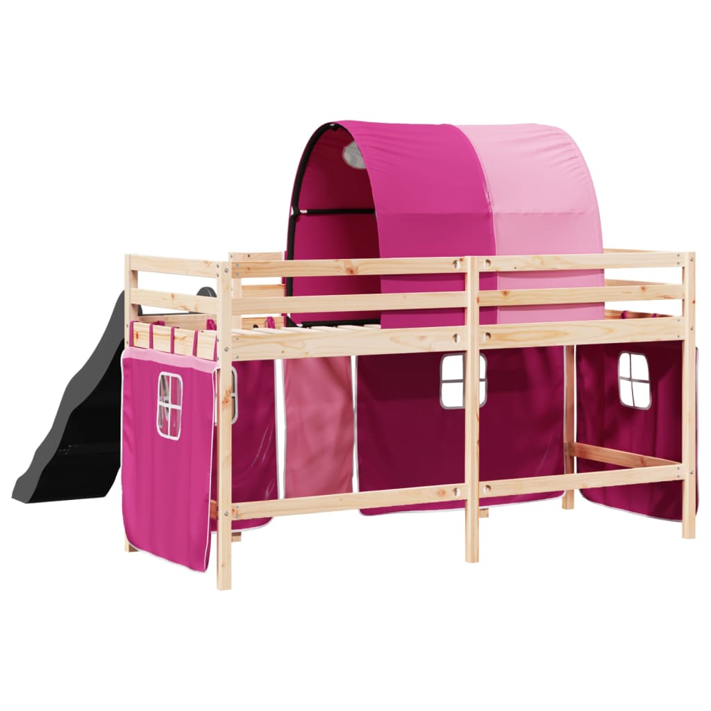 vidaXL Cama alta para niños con túnel madera pino rosa 80x200 cm