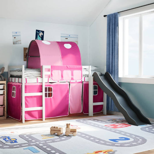 vidaXL Cama alta para niños con túnel madera pino rosa 80x200 cm