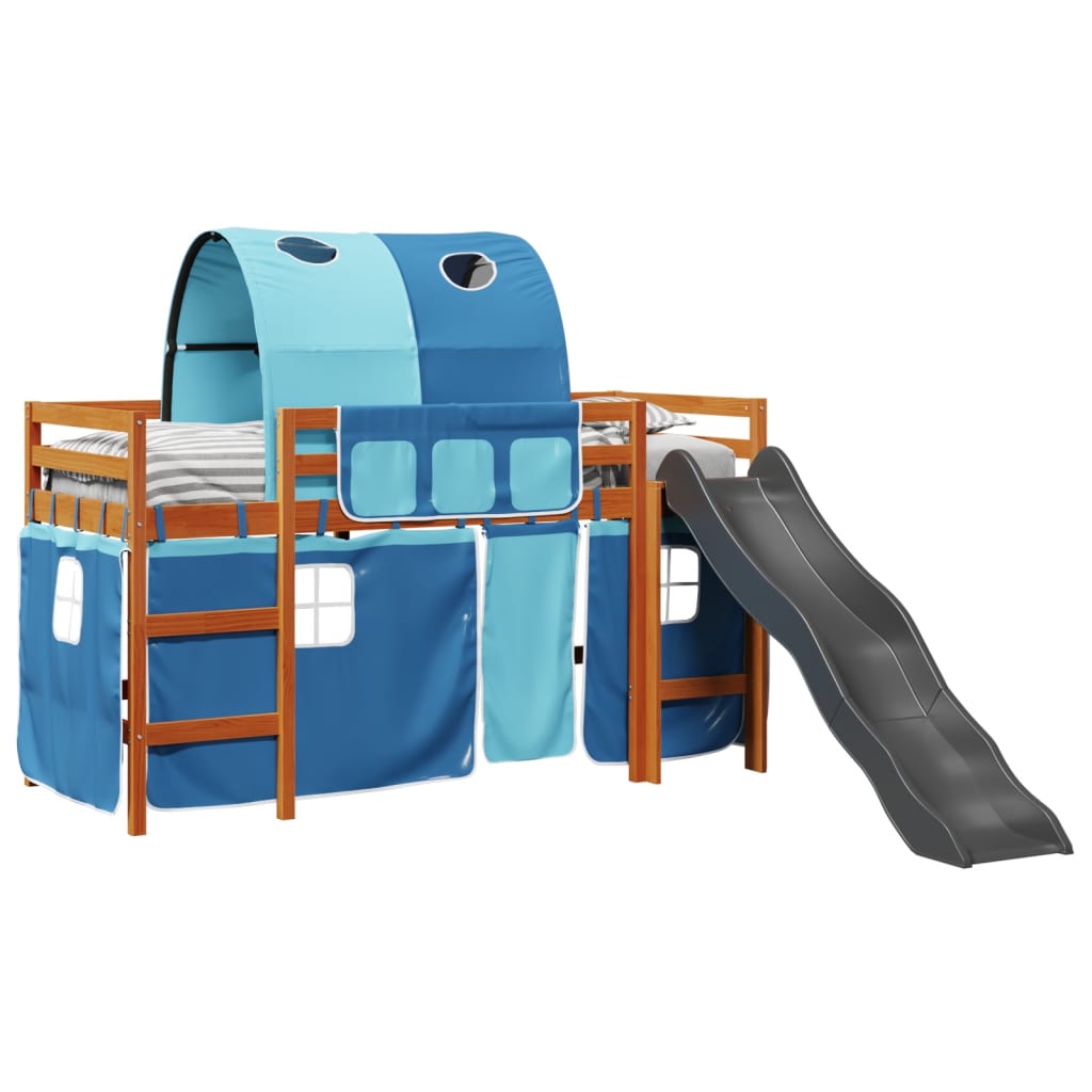 vidaXL Cama alta para niños con túnel madera pino azul 80x200 cm