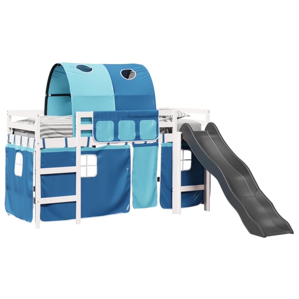 vidaXL Cama alta para niños con túnel madera pino azul 90x190 cm