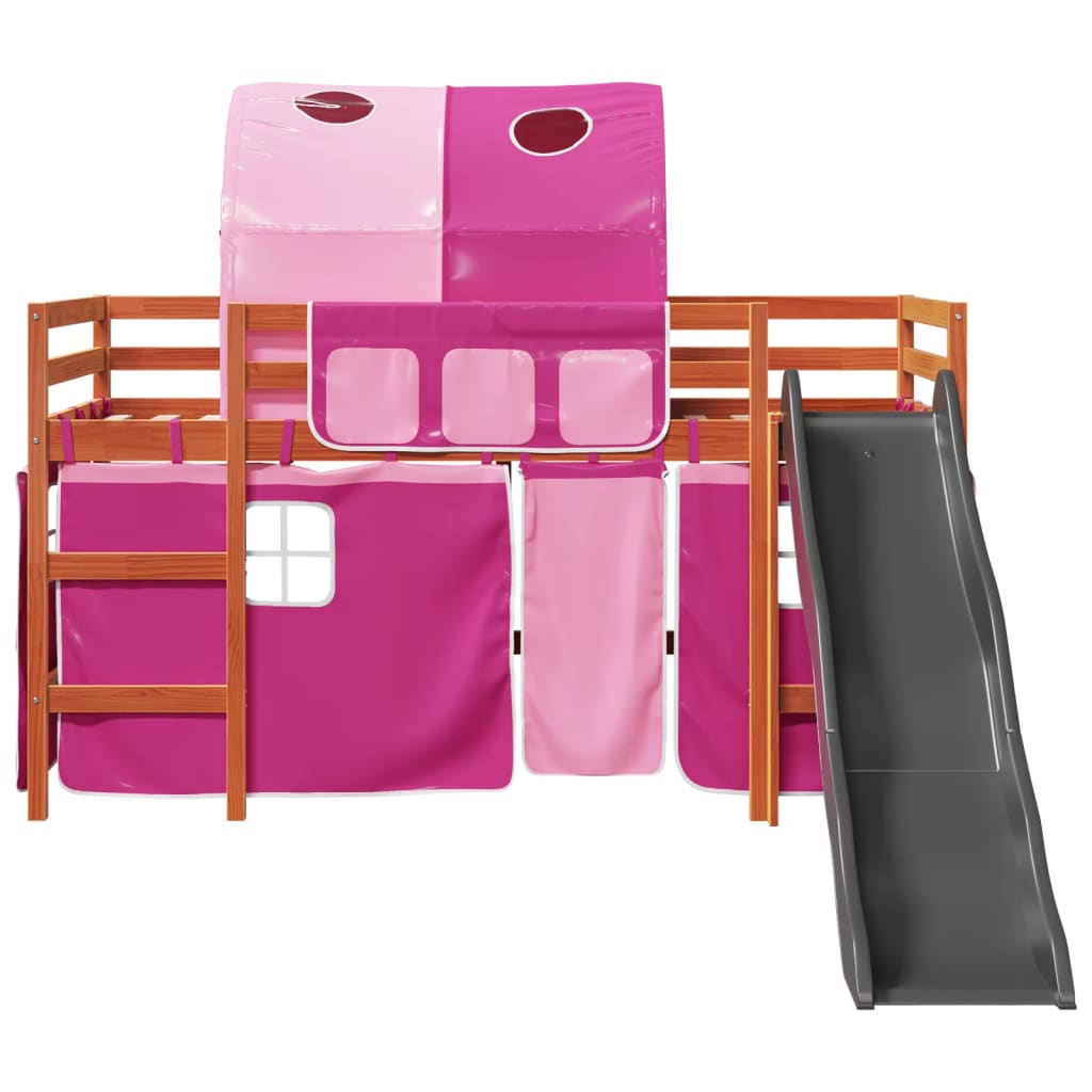 vidaXL Cama alta para niños con túnel madera pino rosa 90x190 cm