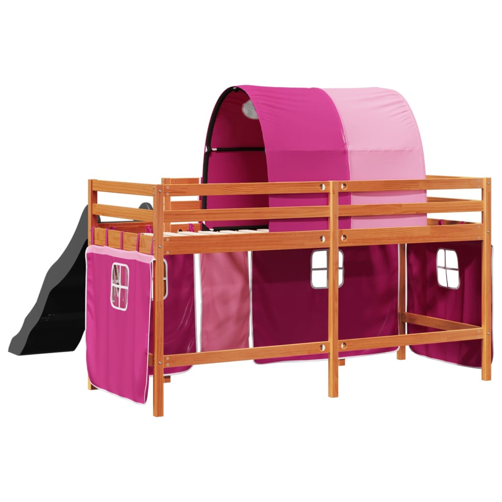 vidaXL Cama alta para niños con túnel madera pino rosa 90x190 cm