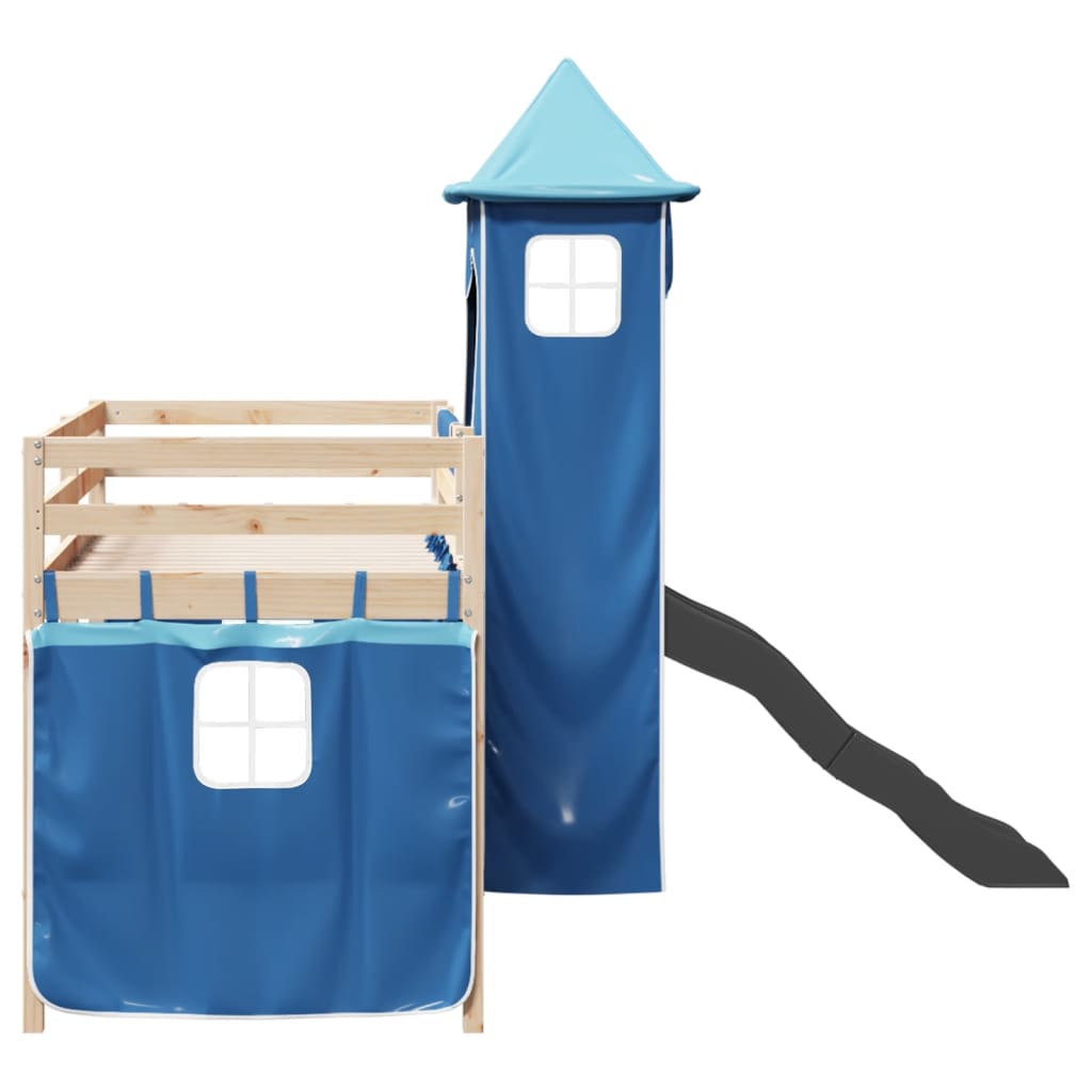 vidaXL Cama alta para niños con torre madera pino azul 80x200 cm