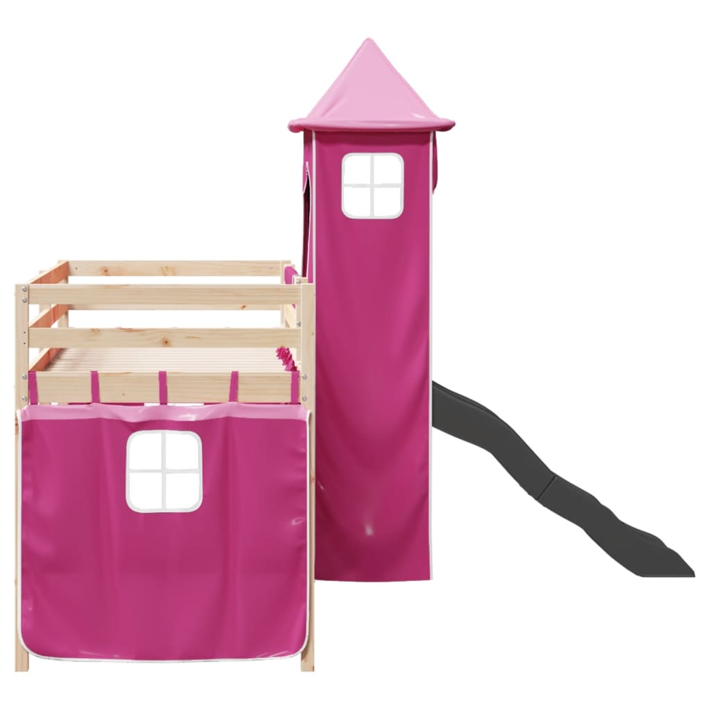 vidaXL Cama alta para niños con torre madera pino rosa 80x200 cm