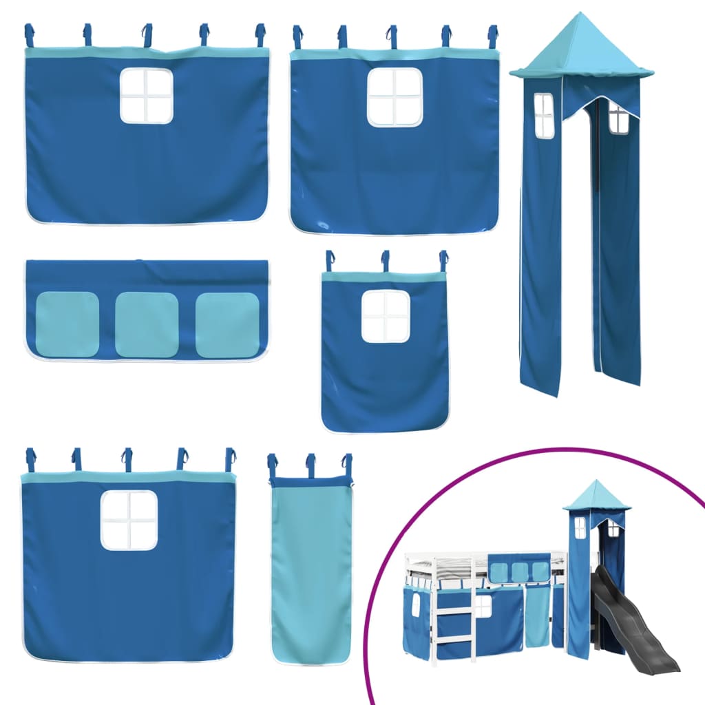 vidaXL Cama alta para niños con torre madera pino azul 80x200 cm