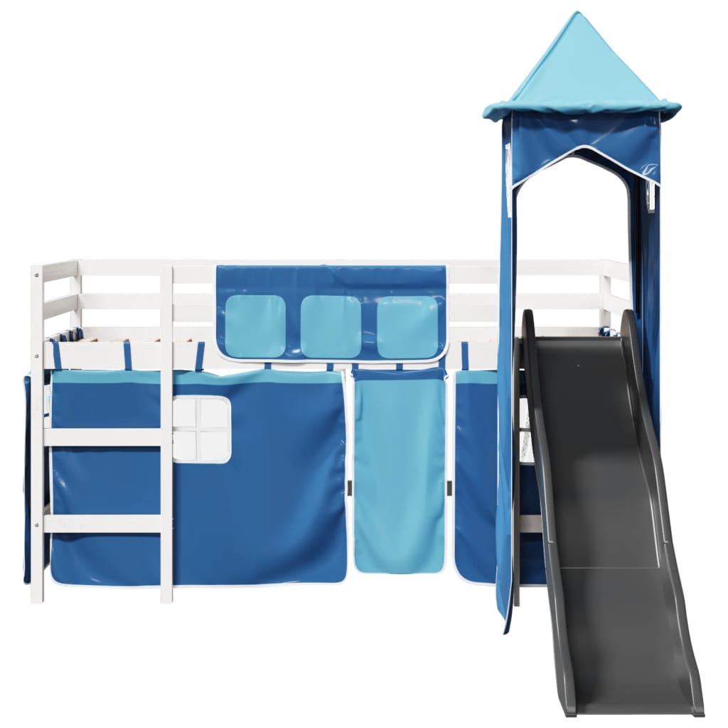 vidaXL Cama alta para niños con torre madera pino azul 80x200 cm