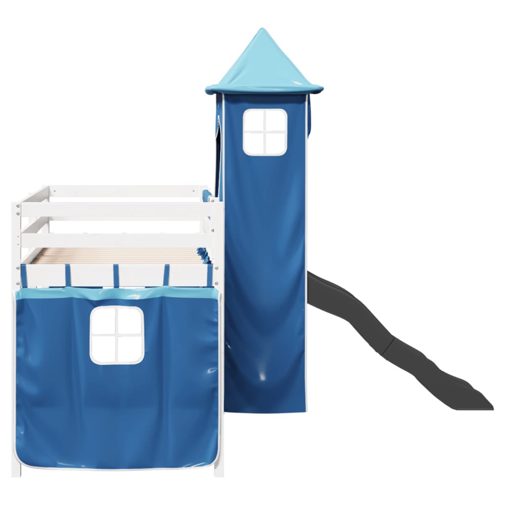 vidaXL Cama alta para niños con torre madera pino azul 80x200 cm