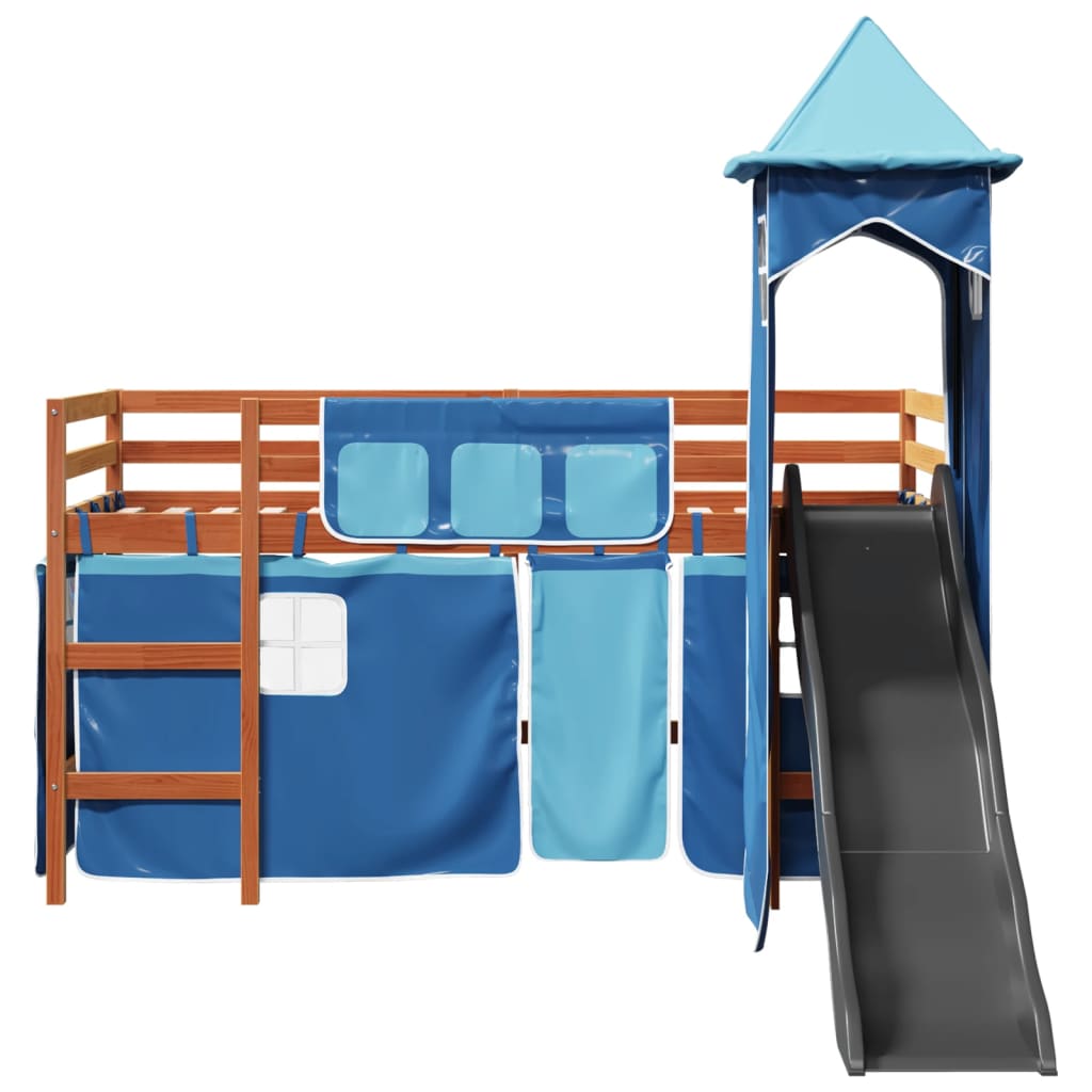 vidaXL Cama alta para niños con torre madera pino azul 80x200 cm