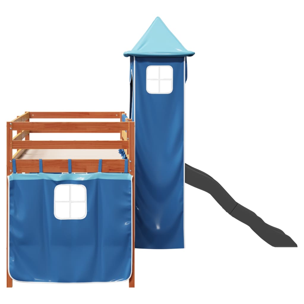 vidaXL Cama alta para niños con torre madera pino azul 80x200 cm