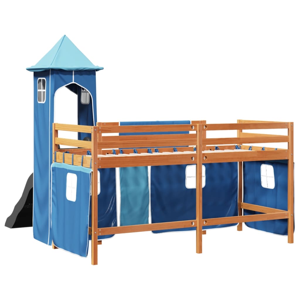 vidaXL Cama alta para niños con torre madera pino azul 80x200 cm