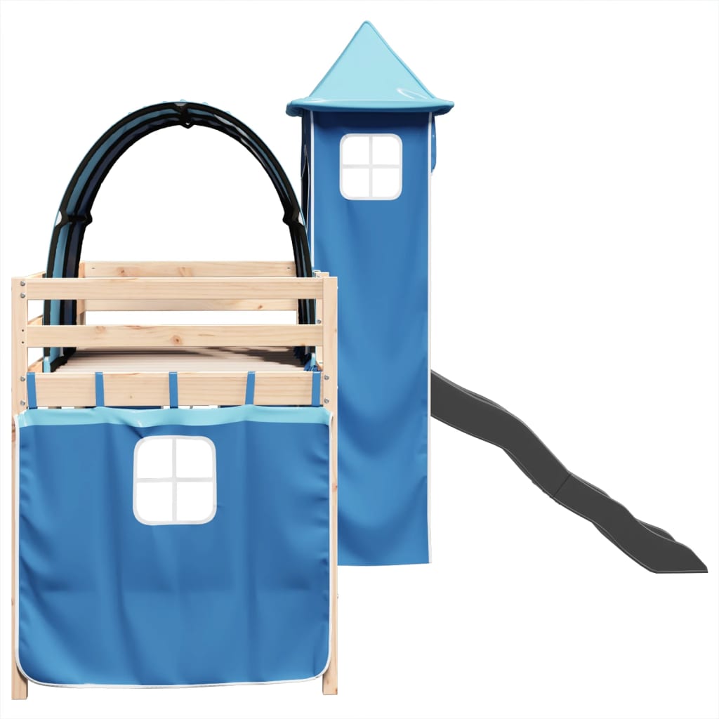 vidaXL Cama alta para niños con torre madera pino azul 80x200 cm