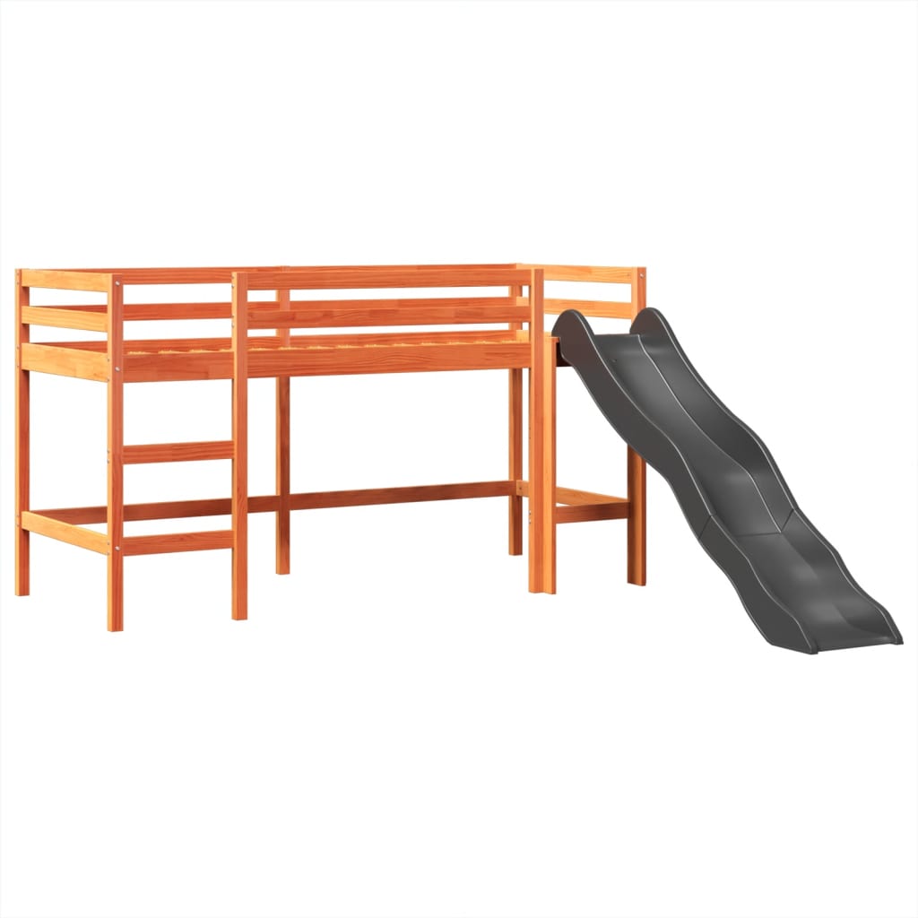 vidaXL Cama alta para niños con torre madera pino azul 80x200 cm