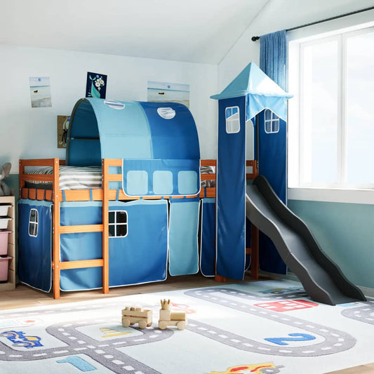 vidaXL Cama alta para niños con torre madera pino azul 80x200 cm