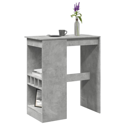 vidaXL Mesa alta con estantes madera gris hormigón 90x47,5x103,5 cm