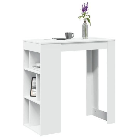 vidaXL Mesa bar con estantes madera ingeniería blanca 102x50x103,5 cm