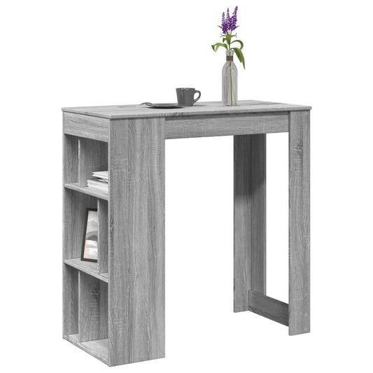 vidaXL Mesa alta bar con estantes gris Sonoma 102x50x103,5 cm