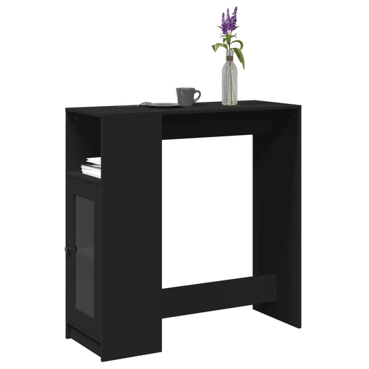 vidaXL Mesa alta con estantes madera ingeniería negra 101x40x103,5 cm