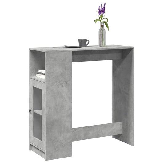 vidaXL Mesa alta bar con estantes madera gris hormigón 101x40x103,5 cm