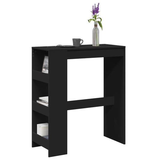 vidaXL Mesa alta con estantes madera ingeniería negra 90x40x103,5 cm