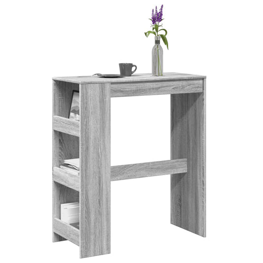 vidaXL Mesa alta bar con estantes madera gris Sonoma 90x47,5x103,5 cm