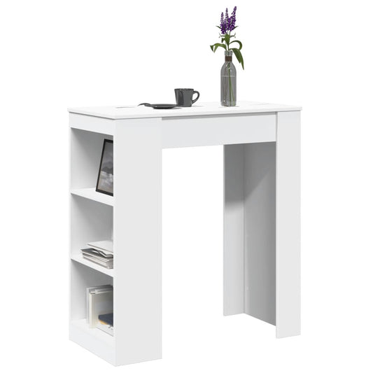 vidaXL Mesa alta con estantes madera ingeniería blanca 95x47x103,5 cm