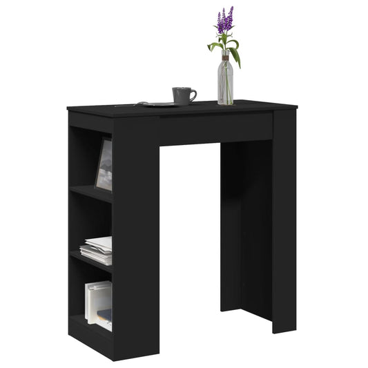 vidaXL Mesa alta con estantes madera ingeniería negra 95x47x103,5 cm