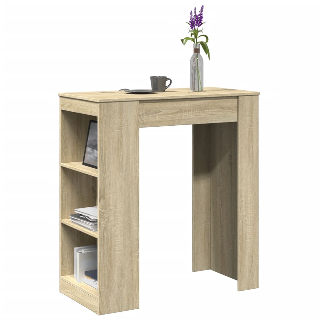 vidaXL Mesa alta bar con estantes madera roble Sonoma 95x47x103,5 cm