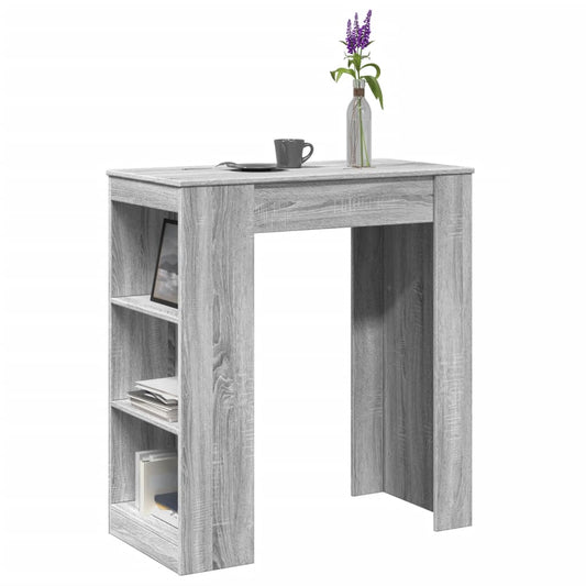 vidaXL Mesa alta bar con estantes madera gris Sonoma 95x47x103,5 cm