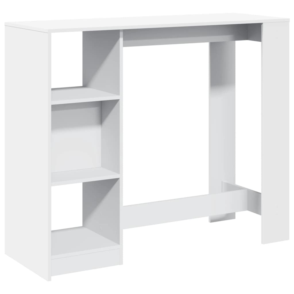 vidaXL Mesa bar con estante madera ingeniería blanca 124x46x103,5 cm